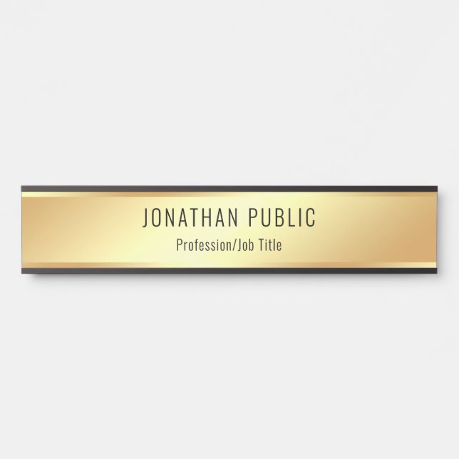 Modern Gold Look Glamourous Personalised Template Door Sign (Front)