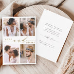 Modern Gold Love & Thanks 4 Photo Wedding Thank You Card<br><div class="desc">Simple and modern wedding thank you card with 4 photos and custom text on the back. This card can be used for a wedding, bridal shower, engagement, anniversary, or any special event. For more advanced customisation of this design, please click the Customise Further link to change the font, size, colour,...</div>