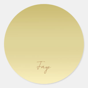 Modern gold Luxury floral watercolor gradient  Classic Round Sticker