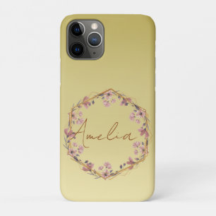 Modern gold Luxury typography floral watercolor gr iPhone 11 Pro Case