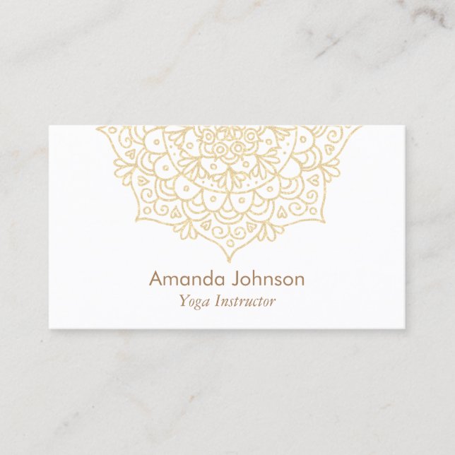 Modern Gold Mandala Yoga Instructor Business Card (Front)