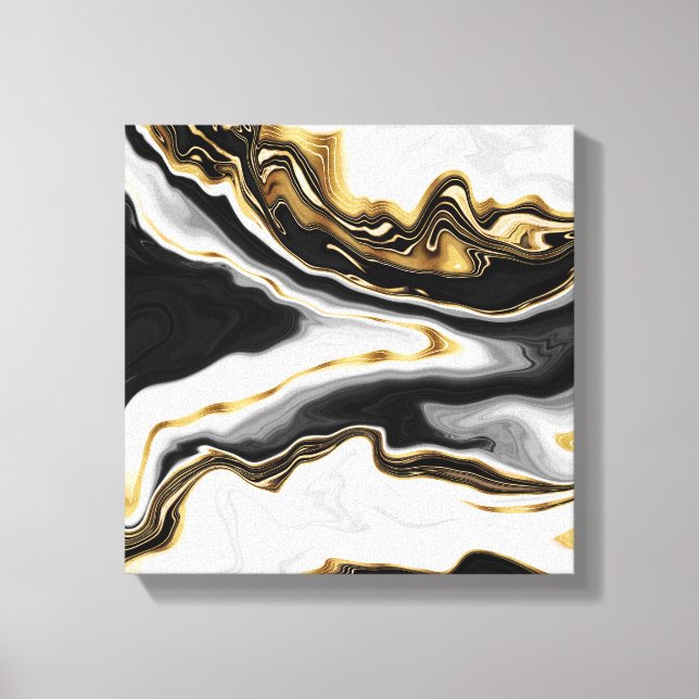 Modern Gold Marble Painting Aesthetic Canvas Print (Front)