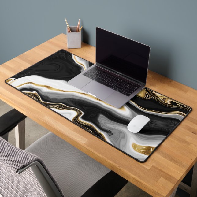 Modern Gold Marble Painting Aesthetic Desk Mat (Office 2)