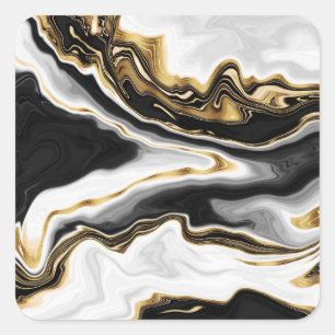 Modern Gold Marble Painting Aesthetic Square Sticker
