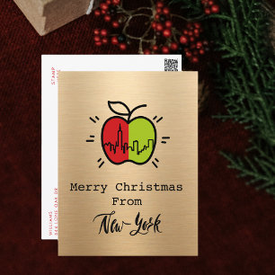 Modern Gold Merry Christmas From New York Holiday Postcard