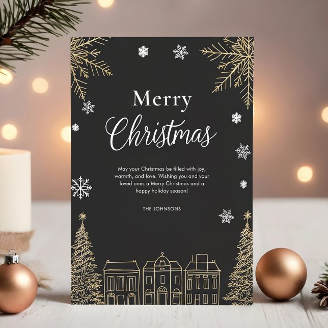 Modern Gold Merry Christmas Holiday Card (Creator Uploaded)