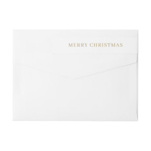 Modern Gold Merry Christmas Return Address Wrap Around Label