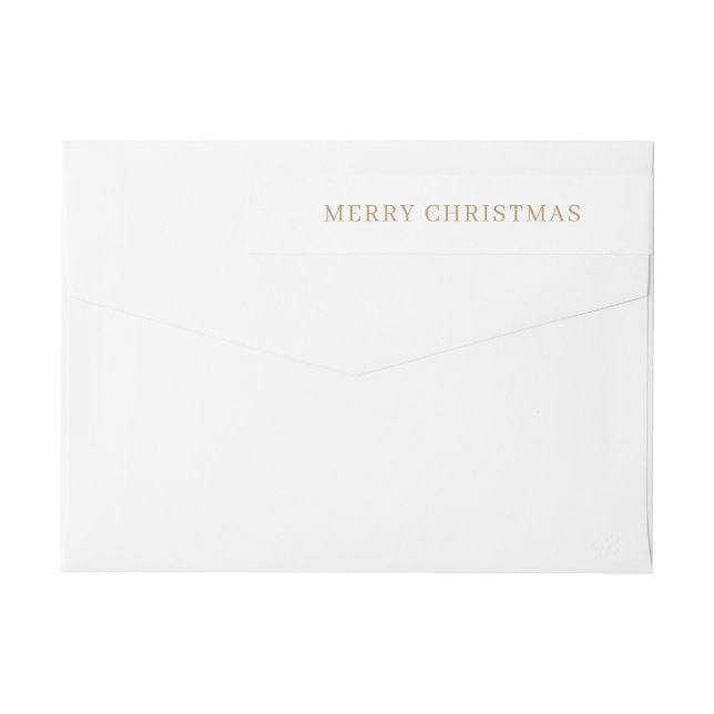 Modern Gold Merry Christmas Return Address Wrap Around Label (Back)