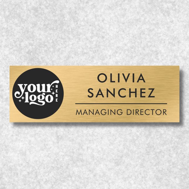 Modern Gold Metallic Business Logo Name Tag (Modern Gold Metallic Business Logo Name Tag)
