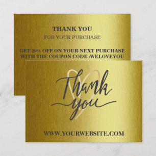 Modern Gold Metallic Business Thank You Card
