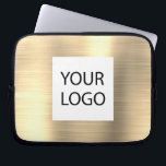 Modern Gold Metallic - Custom Logo Promotional Laptop Sleeve<br><div class="desc">Modern Silver Faux Metallic Stainless Gold Elegant Custom Logo Promotional Laptop Bag or Sleeve Promotional (promo) advertisement Case. This case can be customised to include your company or business logo.</div>