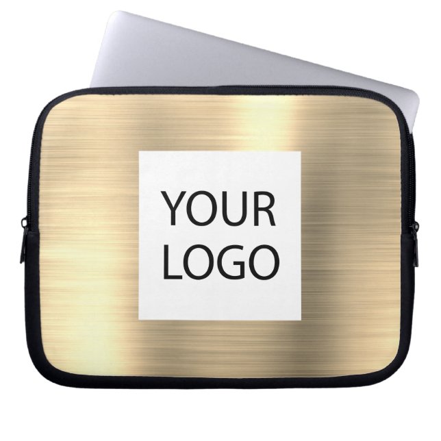 Modern Gold Metallic - Custom Logo Promotional Laptop Sleeve (Front)