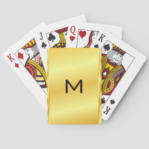 Modern Gold Metallic Look Monogram Name Template Playing Cards