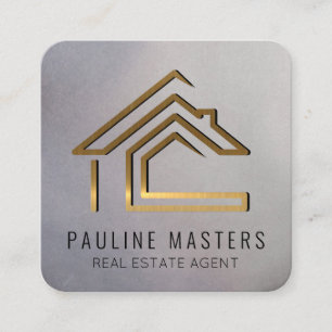 Modern Gold Metallic Real Estate Logo   Home Appointment Card