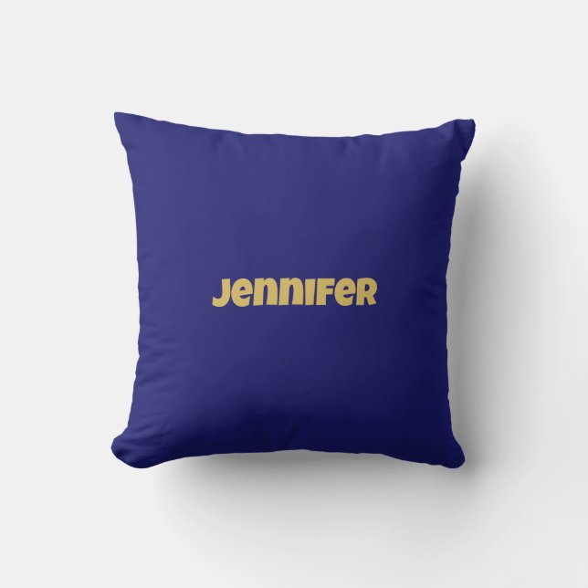 Modern Gold Midnight Blue Colour Plain Unique Cushion (Front)