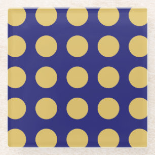 Modern Gold Midnight Blue Colour Plain Unique Glass Coaster