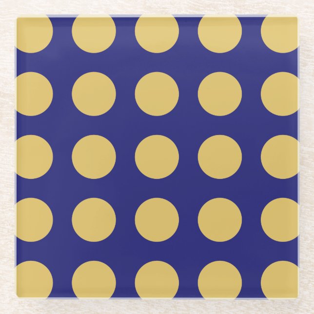 Modern Gold Midnight Blue Colour Plain Unique Glass Coaster (Front)