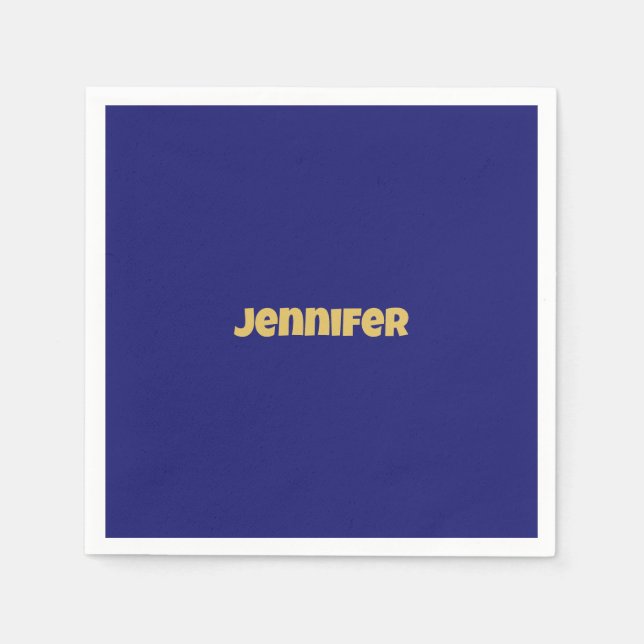 Modern Gold Midnight Blue Colour Plain Unique Napkin (Front)
