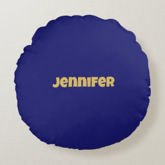 Modern Gold Midnight Blue Colour Plain Unique Round Cushion