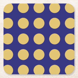 Modern Gold Midnight Blue Colour Plain Unique Square Paper Coaster