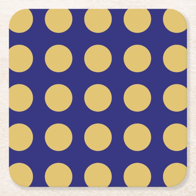 Modern Gold Midnight Blue Colour Plain Unique Square Paper Coaster (Front)
