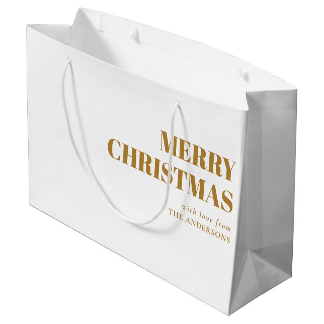 Modern Gold Minimal Contemporary Merry Christmas Large Gift Bag (Back Angled)