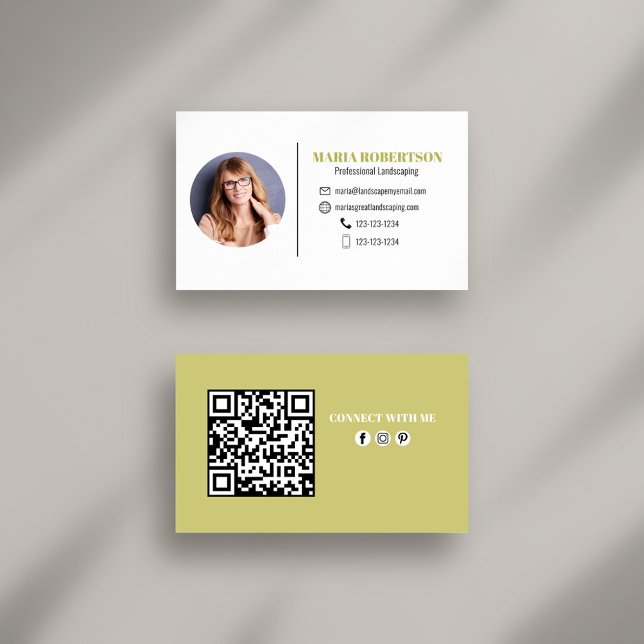 Modern Gold Minimalist QR Code Social Media Business Card (Creator Uploaded)