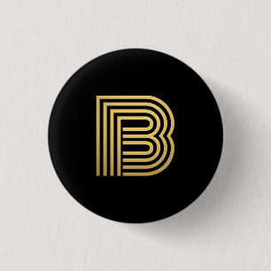 Modern Gold Monogram 3 Cm Round Badge