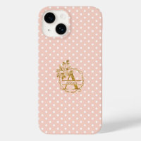 Modern Gold Monogram Alphabet Letter A Polka Dots