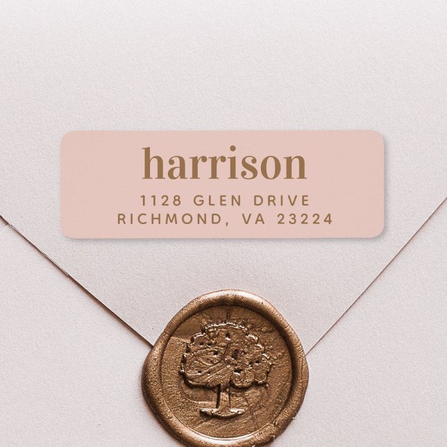 Modern Gold Monogram Blush Pink Return Address (Creator Uploaded)