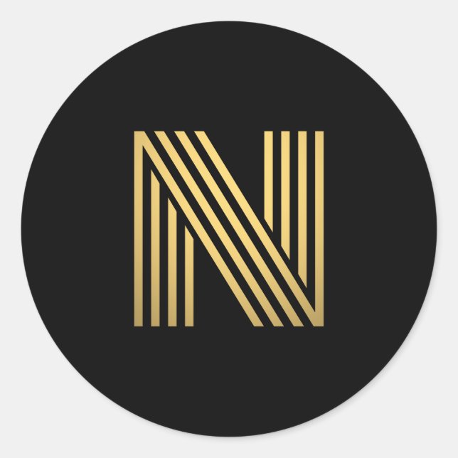 Modern Gold Monogram Classic Round Sticker (Front)