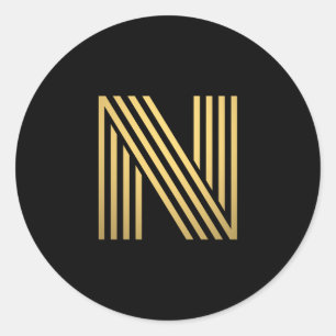 Modern Gold Monogram Classic Round Sticker