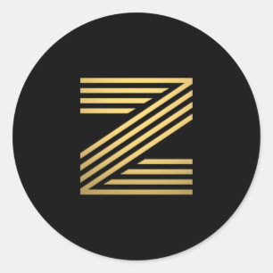 Modern Gold Monogram Classic Round Sticker
