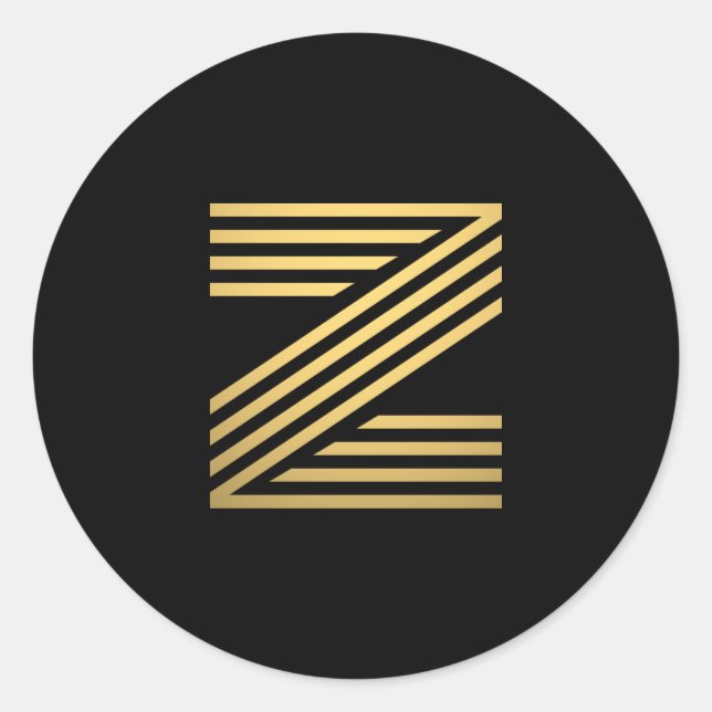 Modern Gold Monogram Classic Round Sticker (Front)