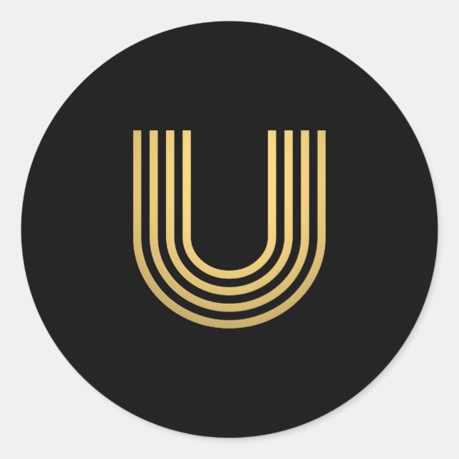 Modern Gold Monogram Classic Round Sticker (Front)