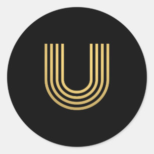Modern Gold Monogram Classic Round Sticker