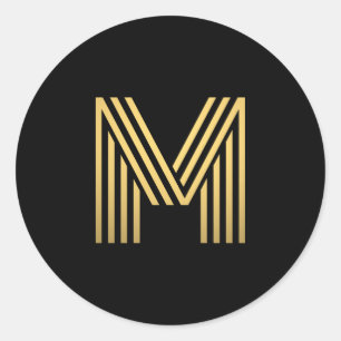 Modern Gold Monogram Classic Round Sticker