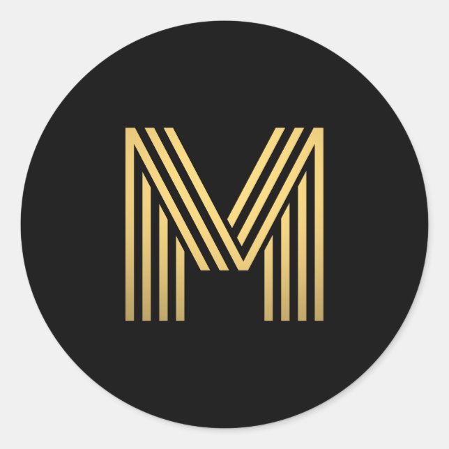 Modern Gold Monogram Classic Round Sticker (Front)