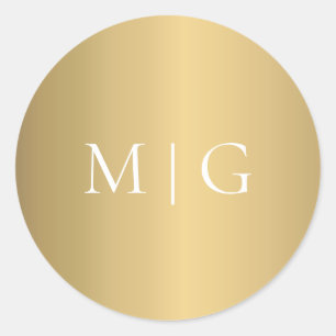 Modern Gold Monogram Classic Round Sticker
