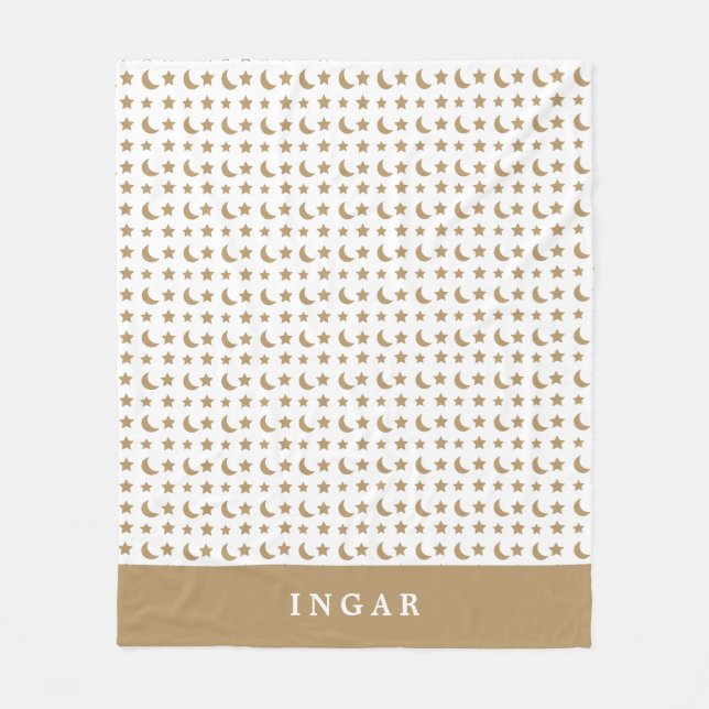 Modern Gold Monogram Family Holiday Fleece Blanket (Front)