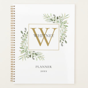 Modern Gold Monogram Greenery 2023 Planner