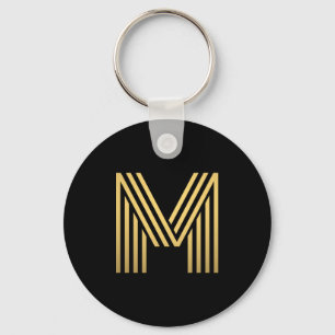 Modern Gold Monogram Key Ring