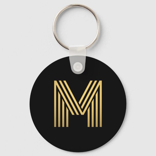 Modern Gold Monogram Key Ring (Front)