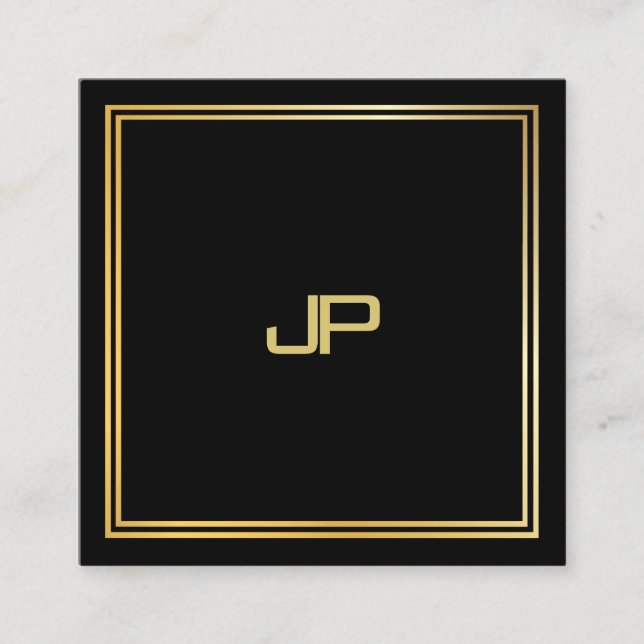 Modern Gold Monogram Luxurious Elegant Template Square Business Card (Front)