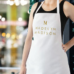 Modern Gold Monogram | Minimalist Elegant White Apron<br><div class="desc">This elegant white apron is the perfect way to show off your personal style in the kitchen. The gold monogram adds a touch of luxury, and the high-quality materials will ensure that you stay comfortable and protected while you cook and bake. Whether you're a seasoned chef or just starting out,...</div>