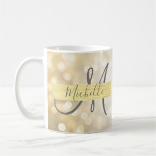 Modern Gold Monogram & Motivation Coffee Mug