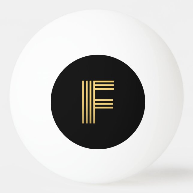 Modern Gold Monogram Ping Pong Ball (Front)