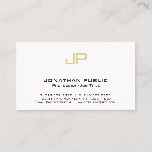 Modern Gold Monogram Professional Design Elegant Business Card (Front)