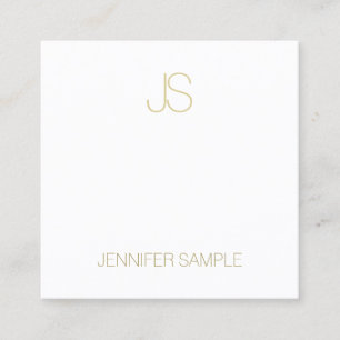 Modern Gold Monogram Smart Plain Fashionable Luxe Square Business Card