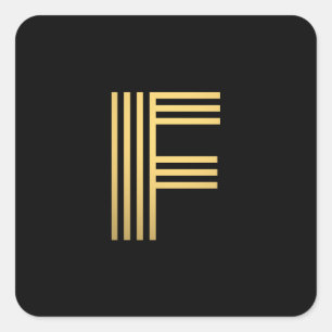 Modern Gold Monogram Square Sticker
